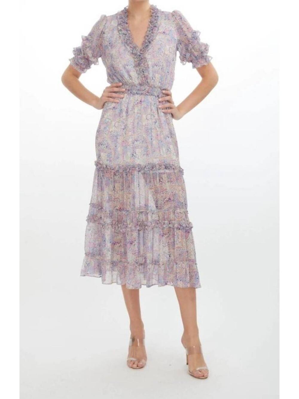 Generation Love Georgette Paisley Midi Dress in Fleur Mosaic